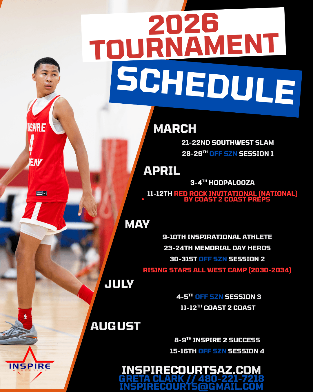 2026 Inspire Courts Tournament Schedule
